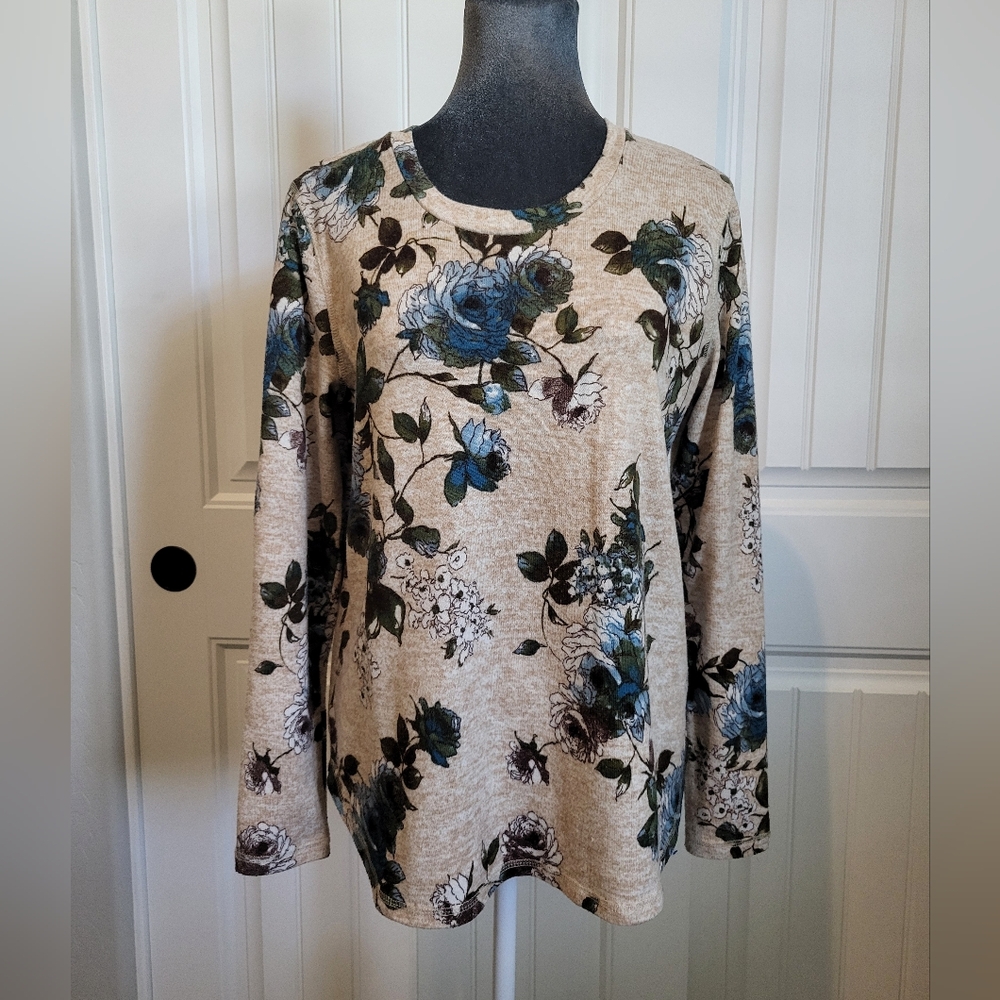 GLORIA VANDERBILT Floral Sweater EUC